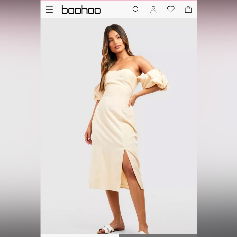Puff Sleeve Midi Dress